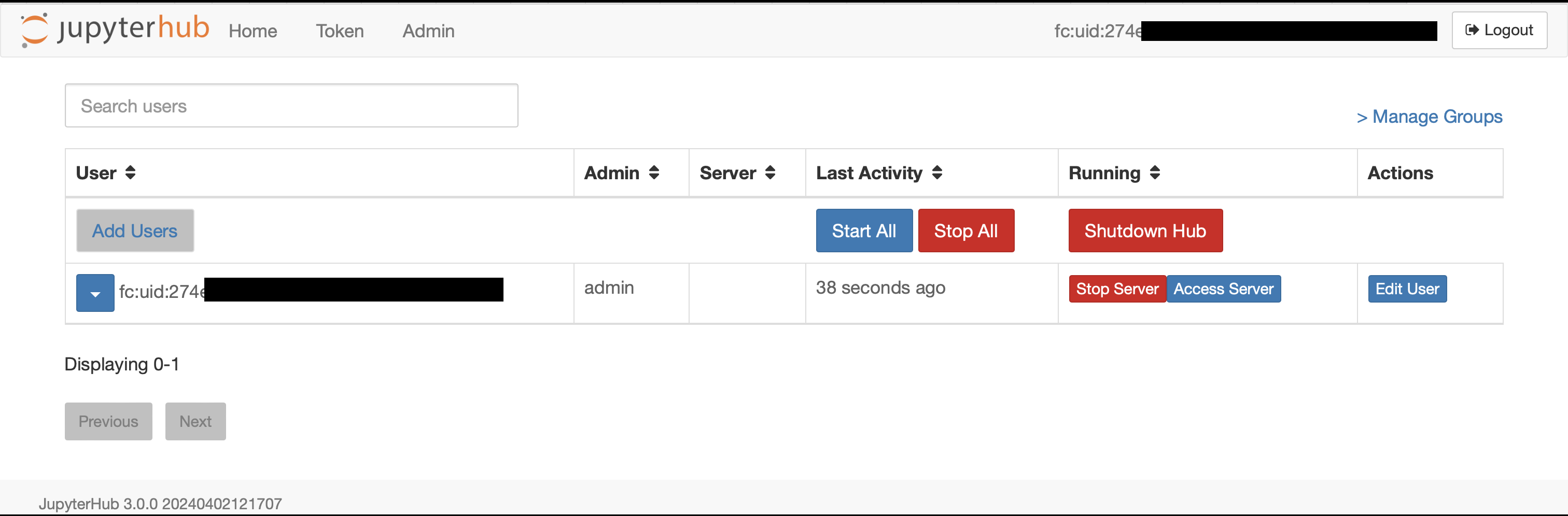 Jupyter admin panel